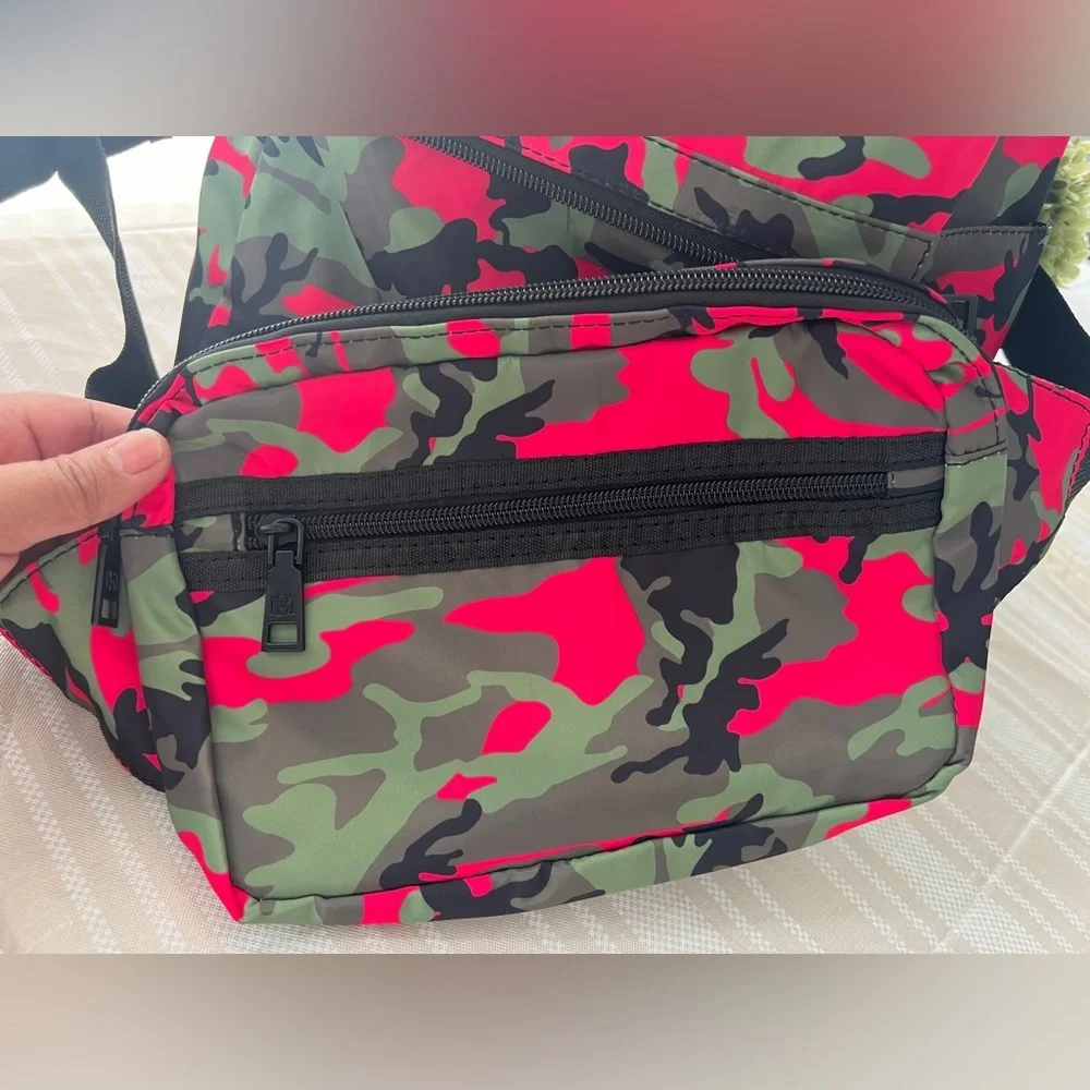 Badgley Mischka Pink Camo Nylon Backpack - Picture 2 of 10